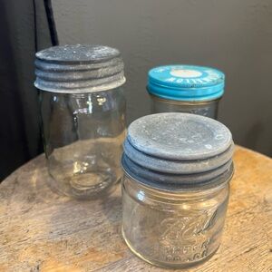 Ball Mason Jars with Mixed Lids - Clear Glass, Gray & Teal Lids